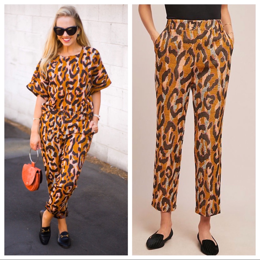 🆕NWT hard to find leopard print metallic trousers